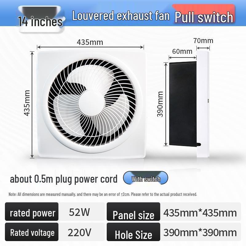 Louvre Silent Ventilation Fan: Kitchen Oil & Bathroom Exhaust Wall/Window Mount