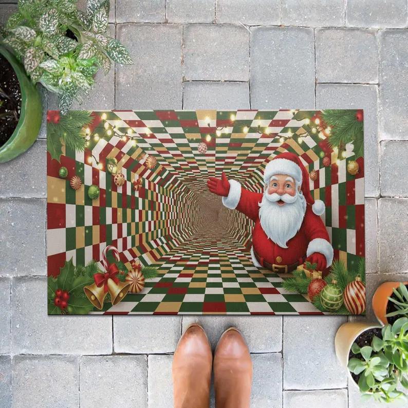 

Christmas Custom Door Mat Personalized Mat Outdoor Indoor Floor Entry Mat Doormat Holiday Preppy Black White Checker Nutcrackers 40x60cm