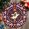 |2Djit1Pc Purple Orange Ghost Star Geometric Mandala Pattern Christmas Tree Skirt, Round Tree Base Decorative, Colorful Party Holiday Decor, Living Ro