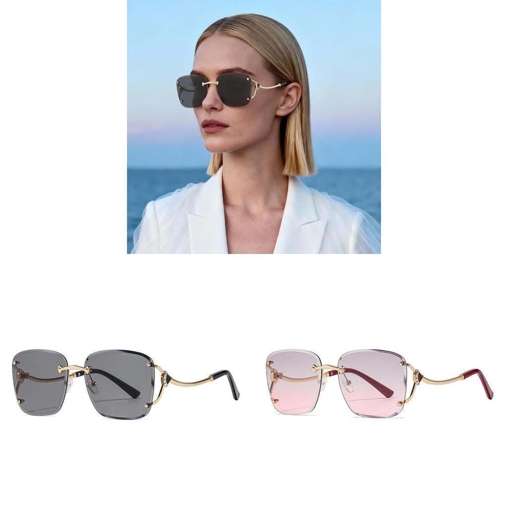 High Fashion Womens Metal Frame Square Sunglasses With Uv400 Protection For Outdoor Activities