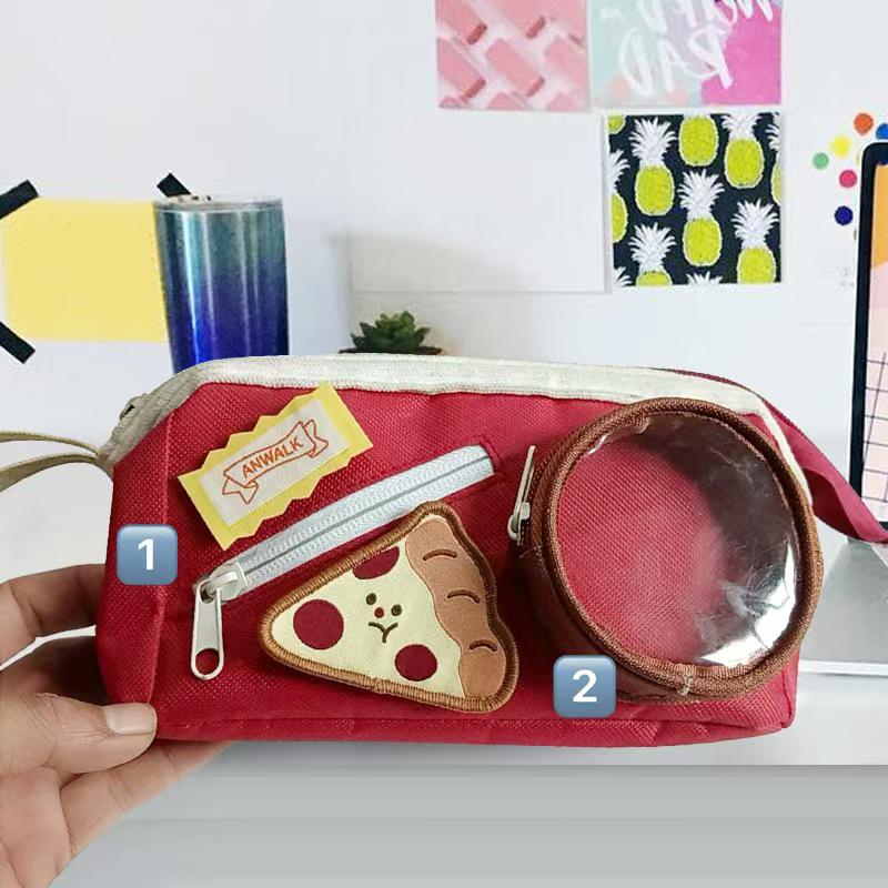 

Cute Contrast Stitching Pencil Case Multilayer Large-capacity Pencil Case DIY Pencil Case Girls Pain Bag білий