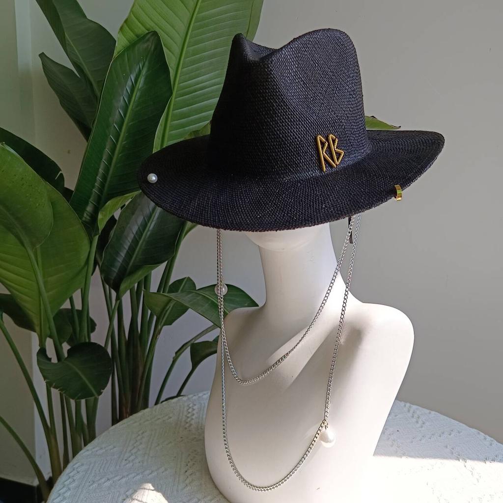 Kedja sommar halmhatt dam utomhus semester solskydd strand solhatt Panama halmhatt chapeau homme