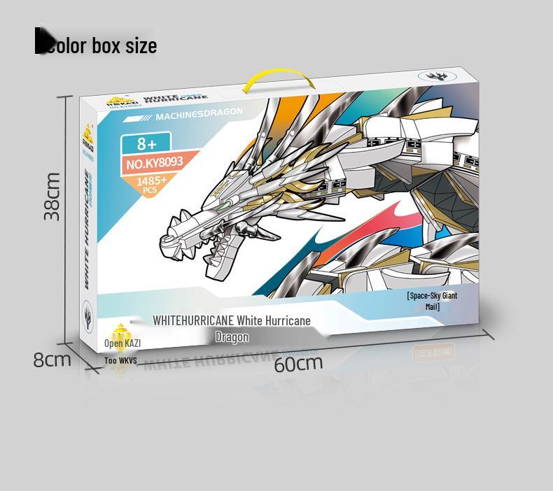 KaiZhi White Hurricane Dragon Space-Air Beast Building Blocks: Chinese Style Educational Toy Gift for Boys