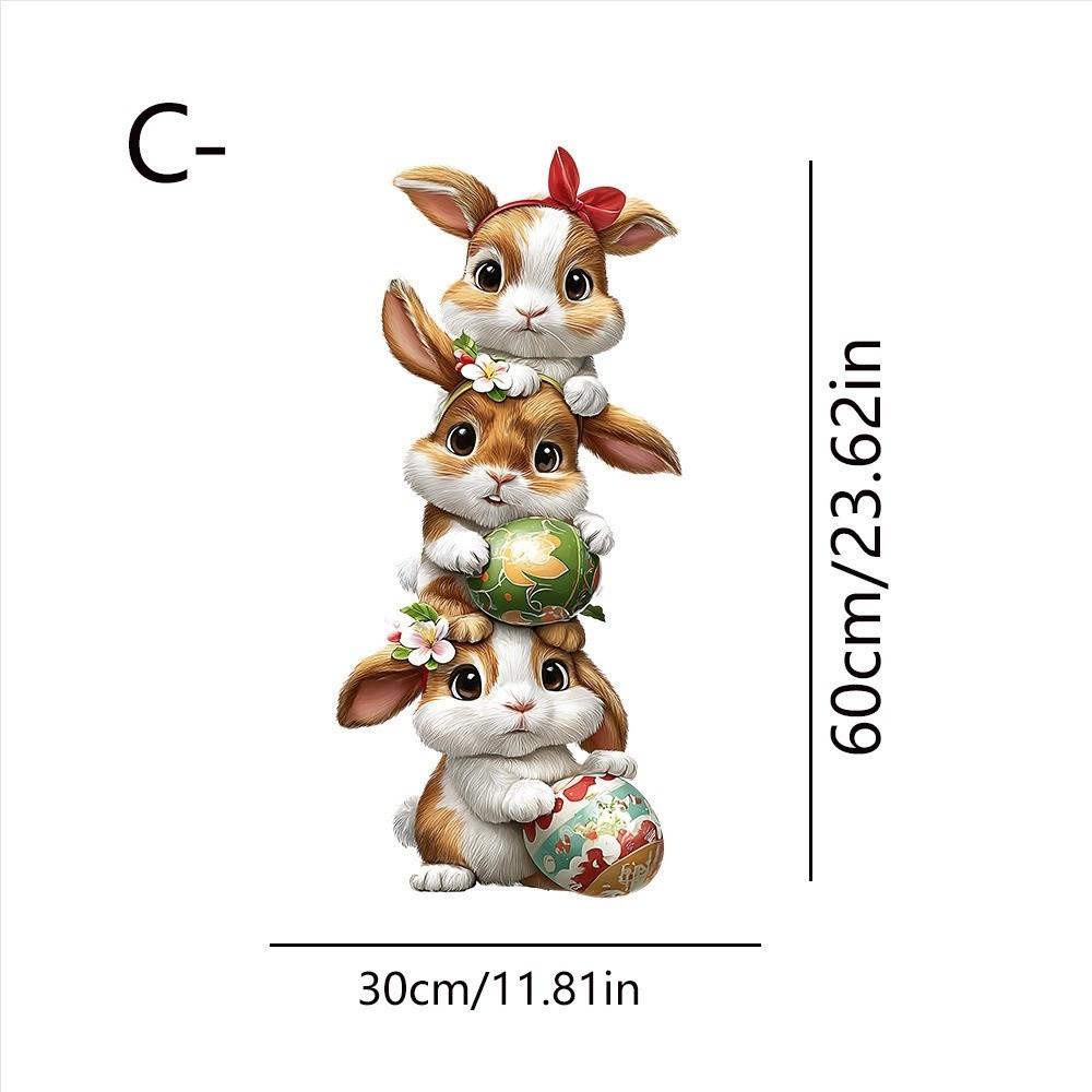 Self-Adhesive Flower Rabbit Sticker Easter Festival Party Sticker New Wall Decal  Glass Decoration