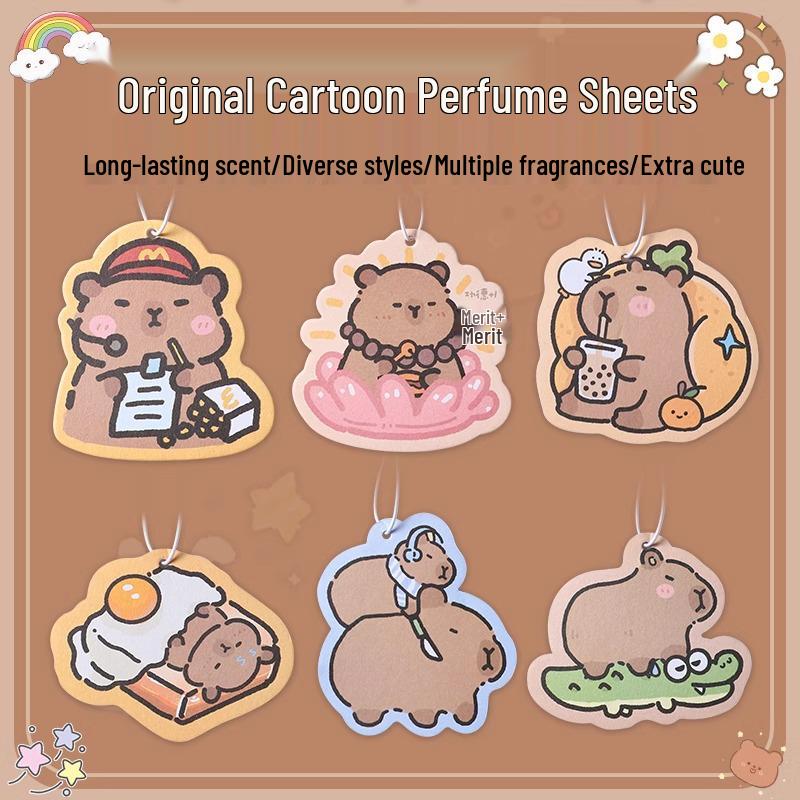 Cartoon Hanging Car Air Freshener, Long-lasting Scent, Odor Eliminator for Car, Wardrobe, and Pendant Accessories