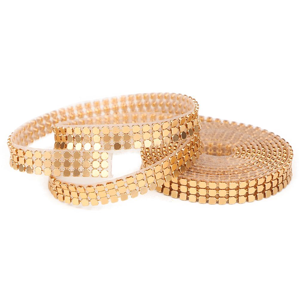 1.5m 3 Rows Hotfix Aluminum Mesh Rhinestones Ribbon Sewing Strass Trim Clothing Accessories