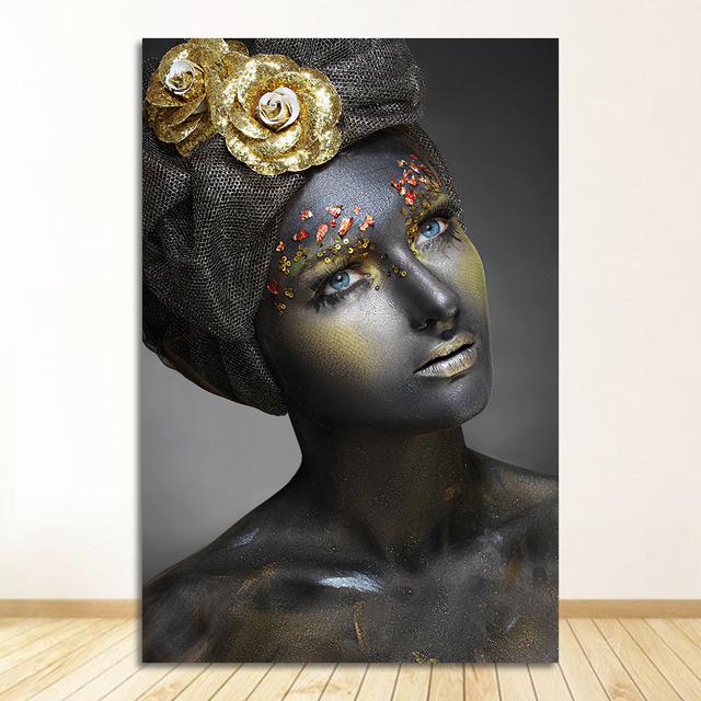 African Art Woman Canvas Painting Wall HD Picture Beauty Girl Scandinavian Posters and Prints for Living Room Home Decor Cuadros
