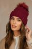 Women' Winter Hat Burgundy Kamea-Furja With Eco Pompom