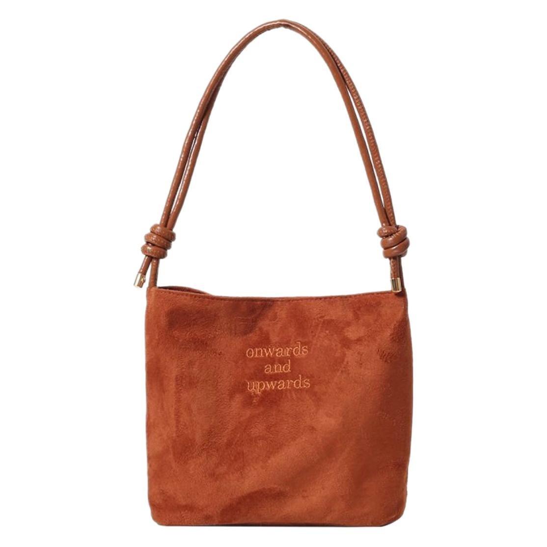 

Оригинальная легкая роскошная изысканная сумка-ведро из оленьей кожи, женская осенне-зимняя сумка-мессенджер в стиле ретро с надписью «Плечо» тёмно-рыжий