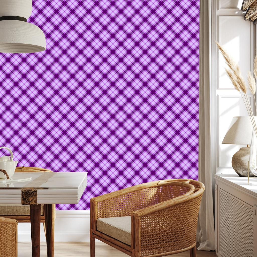 Purple Lavender and Violet Checkered Wallpaper for Living Room and Bedroom 50x1000