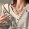 Double-Layered Butterfly Splicing Necklace - Hip-Hop Cold Style for Women