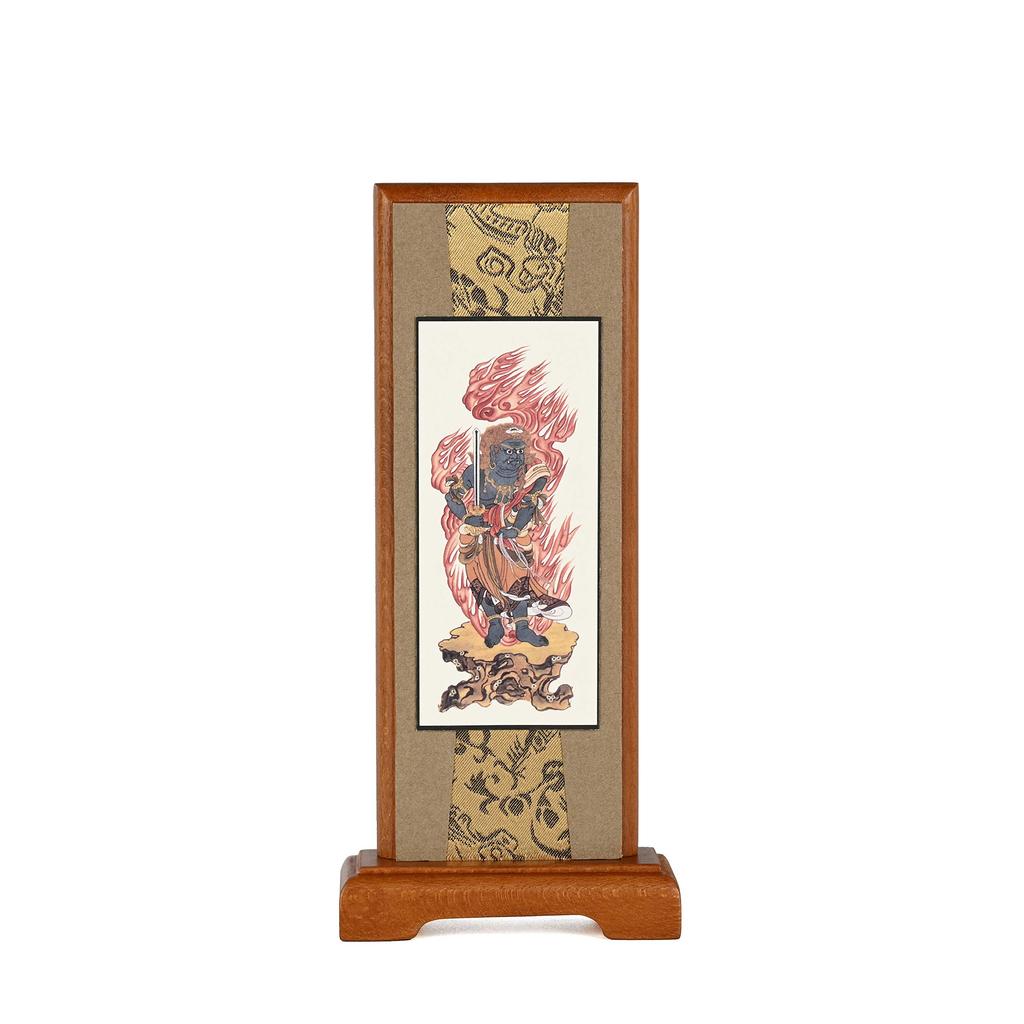 Urban Workshop Acala Standing Hanging Scroll Wooden Frame Buddhist Altar Accessories Mini Size 20cm High X 9cm Wide (Walnut Color)
