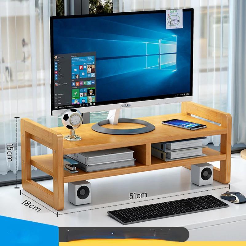 

Бамбуковая деревянная подставка для монитора для хранения в домашнем офисе с полкой-подставкой для компьютера и органайзером для стола