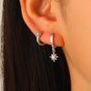 Elegant Asymmetrical Eight-Pointed Star Earrings, French Light Luxury Style, Simple Gold Ear Cuffs for Women