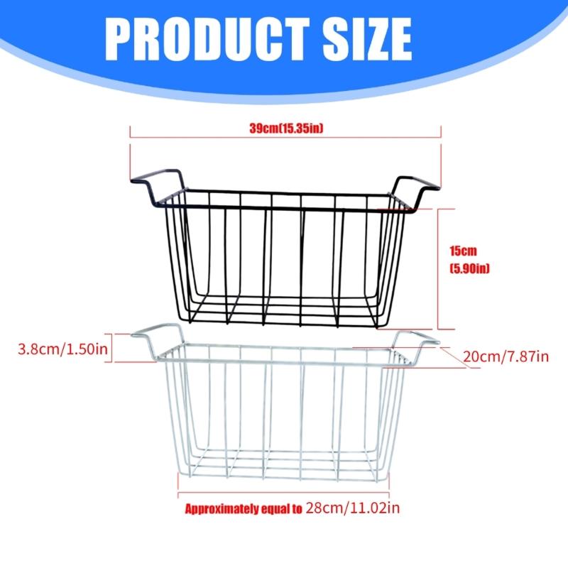 Pack of 2 Sturdy Freezer Baskets Metal Wire Storage Organizers For Refrigerator Fridge With Ventilated Designs