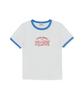 Emelbi Women'S Varsity Lettering Slim Slub Ringer T-Shirt Ny (White)