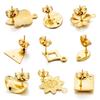 10 Stück Goldfarbene Edelstahl Geometrische Blume Ohrstecker Ohrring Basisverbinder für DIY Schmuckherstellung Zubehör