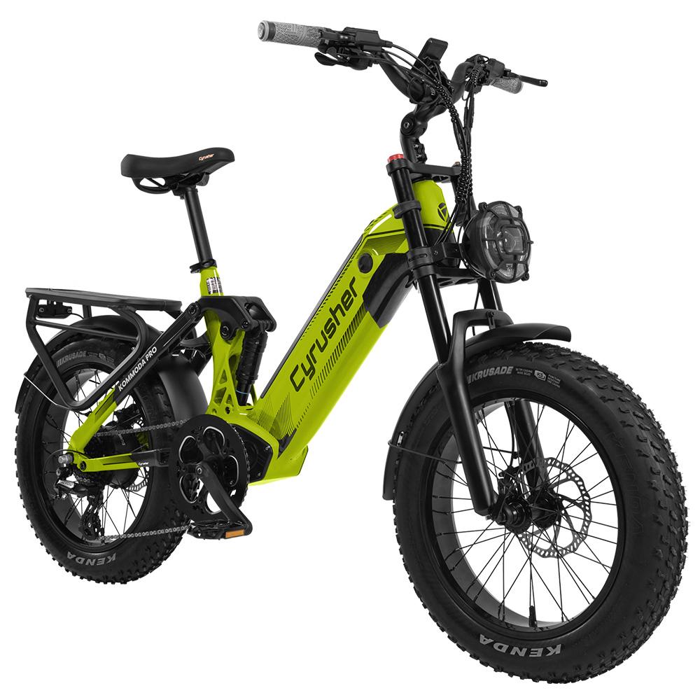Electric Bicycle Cyrusher Kommoda Pro 20" Fat Tire 250W Motor Fully Suspended Adult Electric Bike 52V 20AH Dual Hydraulic Brake Max Load 150Kg