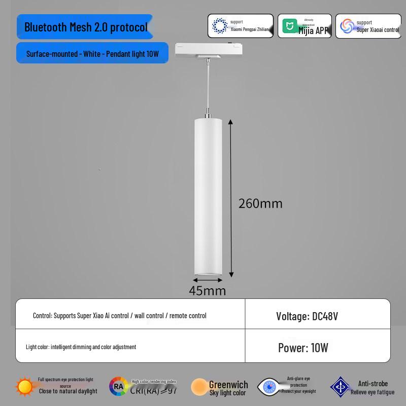 Smart Thin Surface-Mount Track Light for Living Room - No Main Light, Dimming, Adjustable Color Temperature, Magnetic Lamp