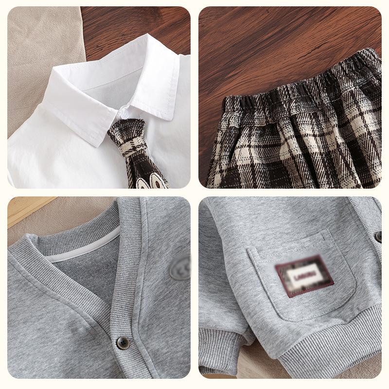 2025 Autumn/Winter Kids' Three-Piece Back-to-School Cardigan Set