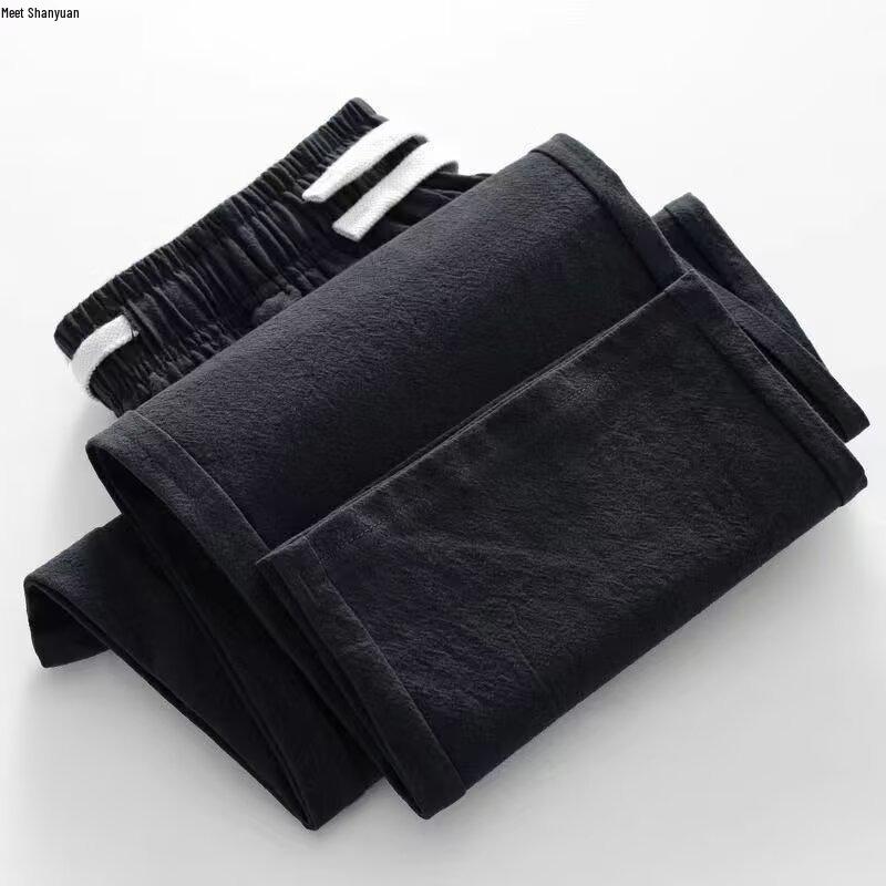 Men's Lightweight Cotton Linen Straight-Leg Sports Pants - Summer Versatile Style for Teens and Adults