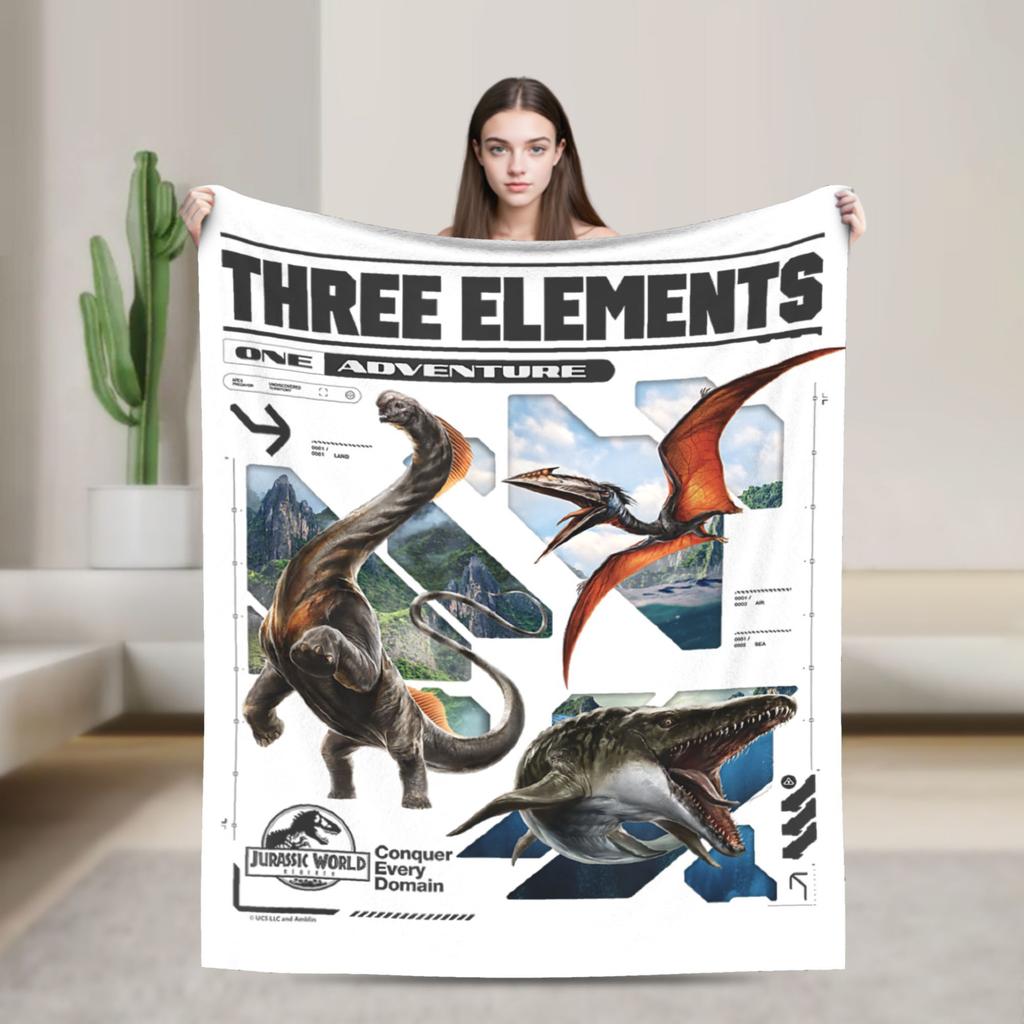 Jurassic Rebirth Spinosaurus Attack Världsplädar Dinosaurie Fleece Rolig Varm Pläd för Sängöverkast Höst/Vinter Utomhus