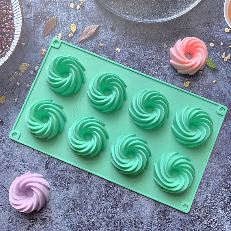 Porous Spiral Cake Silicone Mold Baking Tool Doughnut Chocolate Jelly Ice Cube Mold Biscuit Decor Making Soap Candle Mould Gifts