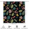 Summer Leaves Shower Curtain Bath Decor Greenery Print For Bathroom Waterproof Fabric Black Background With Multi-Color Leaf Des