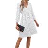 Women's Summer Polka Dot Temperament V-neck Long-sleeved Dresses