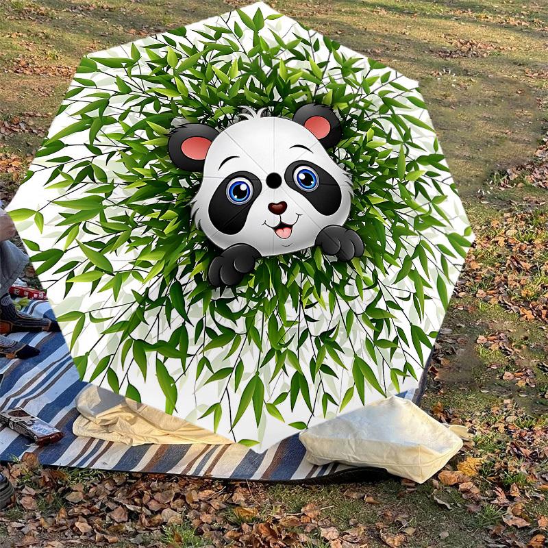 1PC panda plant Automatic Open/Close Umbrella with Windproof, 8-Rib Sturdy Canopy, Durable Ribs, Fashionable Design, Outdoor Accessory, Fun Prin, Holi