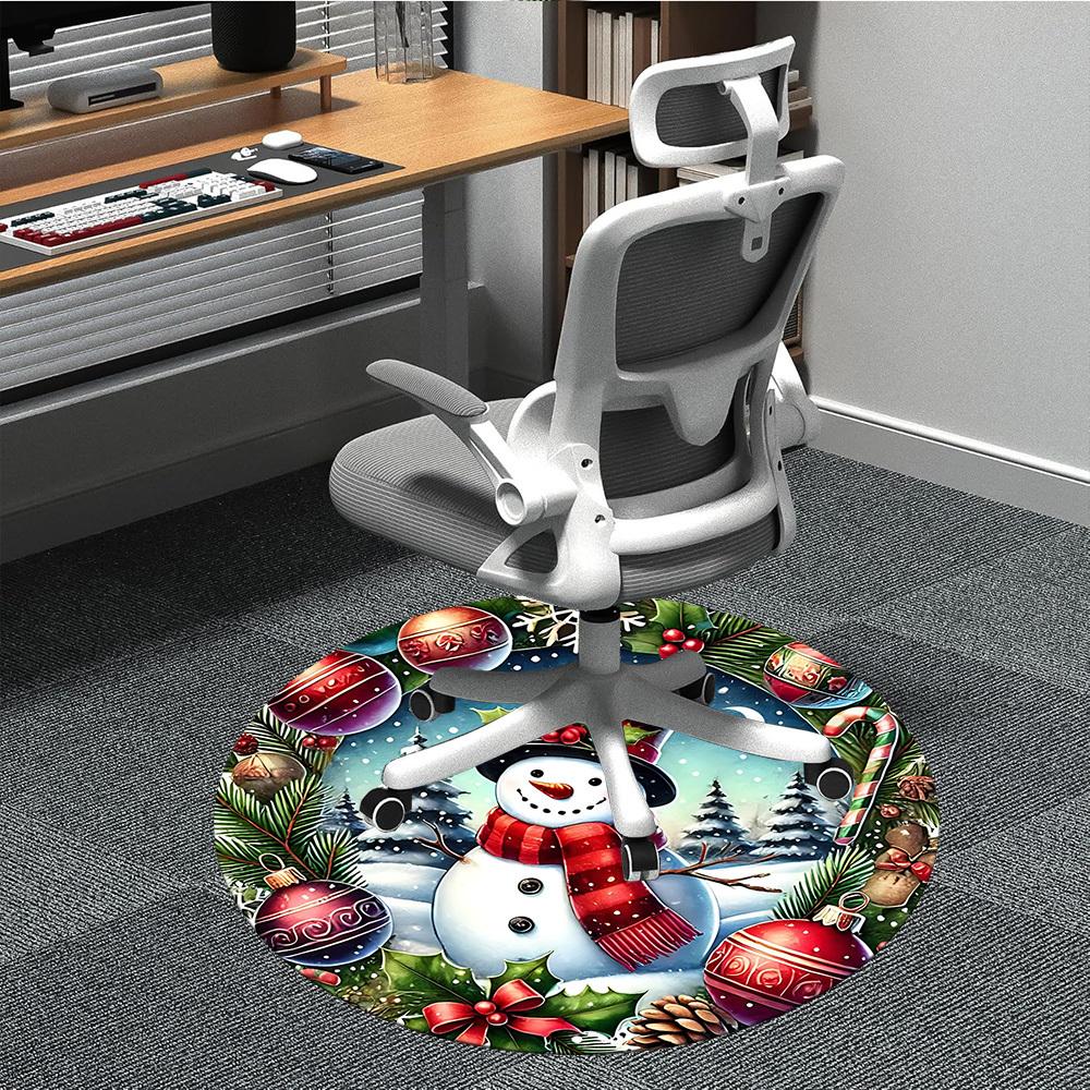 

1pc Christmas Snowman Decorations Chair Carpet for Office Non-Slip, Machine Washable Rug for Office, Room - Polyester, Machine Made yy251029176 80cm by 80cm