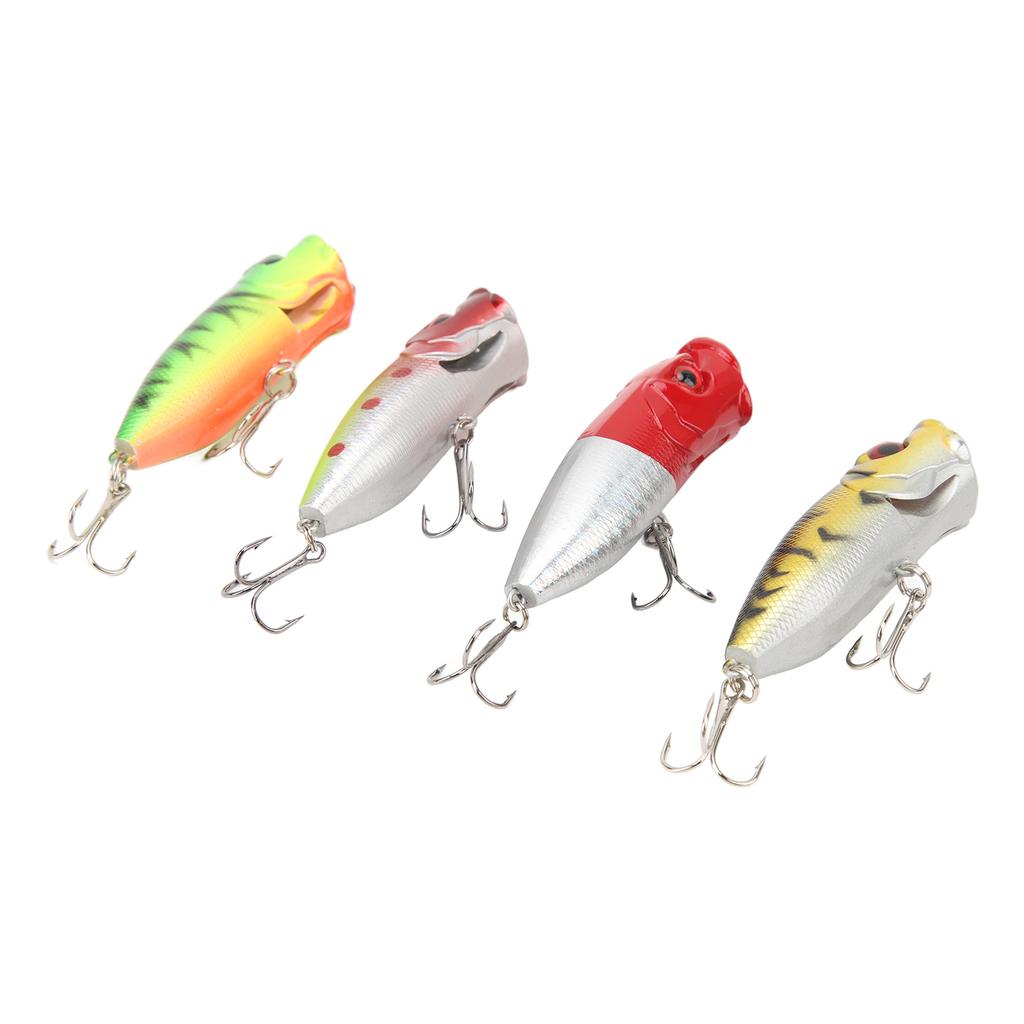 4 PCS Lure Hard Bait Plastic and Stainless Steel 3D Realistic Eyes Hard Fishing Lures Bait with Treble Hooks for Fishing
