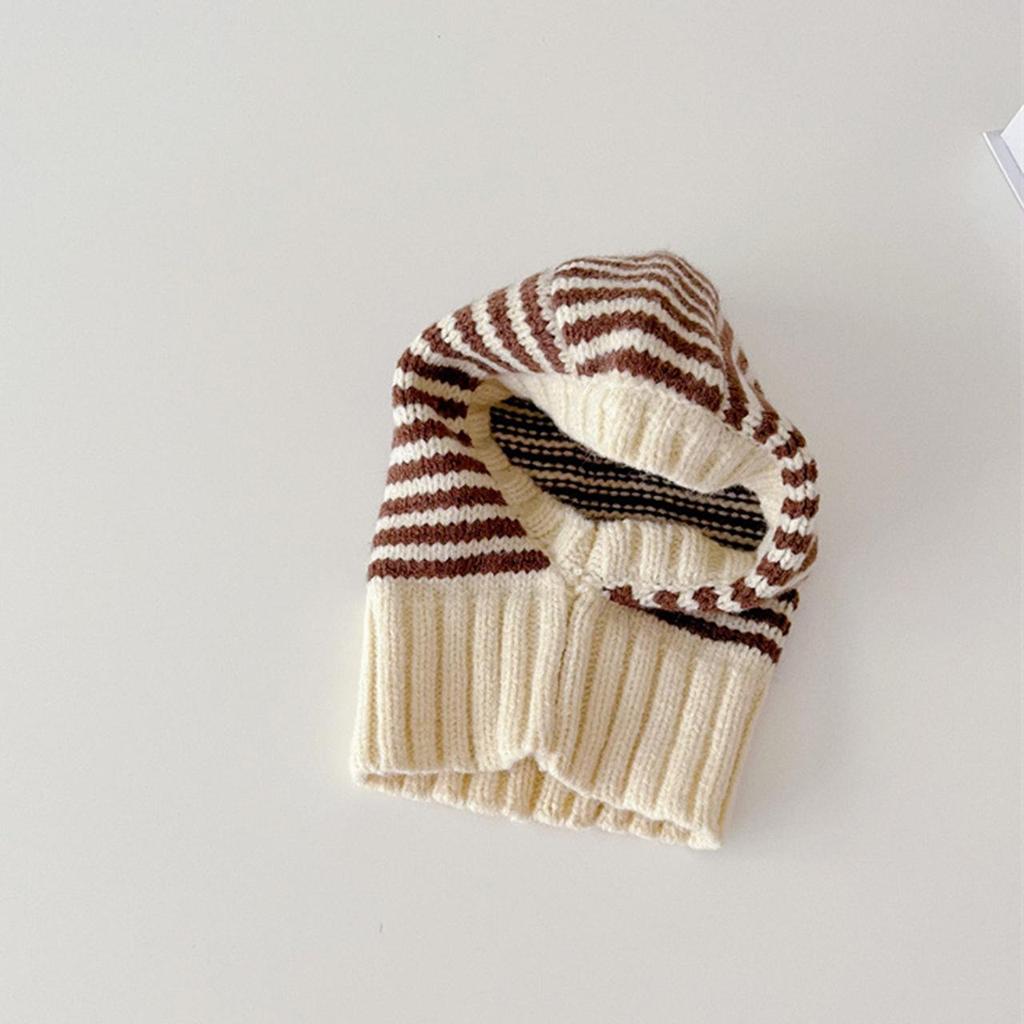 Winter Kids Scarf One-Piece Hat Fashion Striped Knit Ear Protection Hats Children Balaclava Headgear 1-6year Baby Hooded Beanie