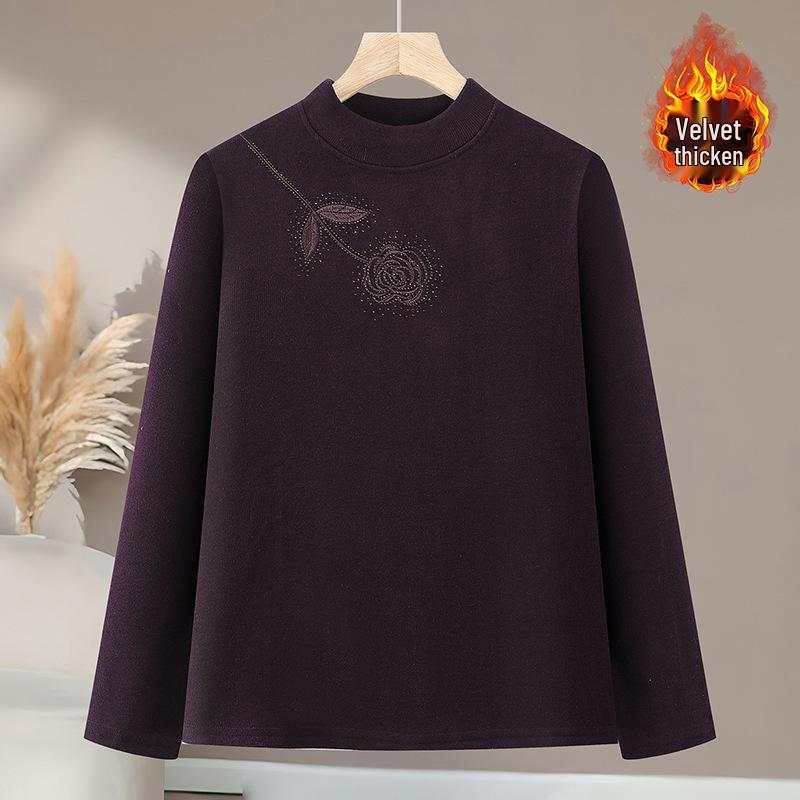 

Elegant Half-High Collar Fleece-Lined Women s Top - Slim-fit, Warm Base Layer for Autumn/Winter 5XL [150-160 lbs]