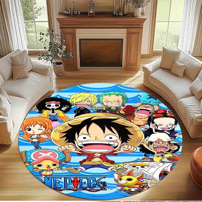 One Piece Print Round Rug, Washable Floor Carpet, For Entryway Dorm Laundry Room Office Study, Home Decor Birthday Christmas Gift