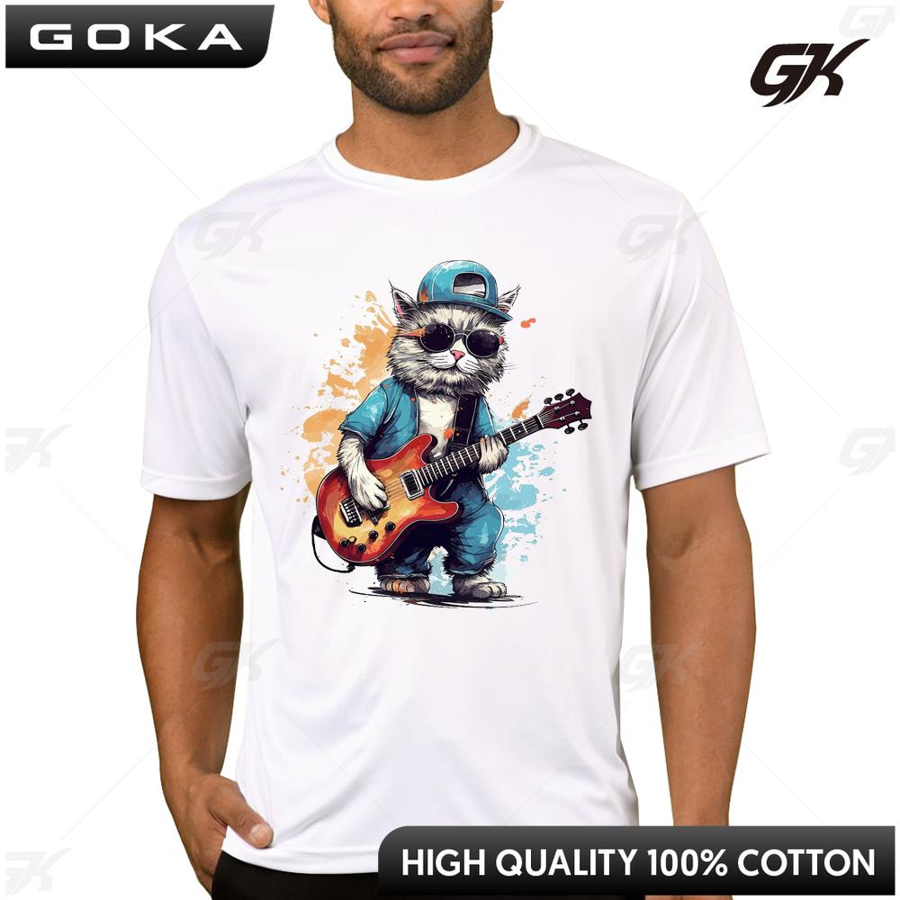 

Vintage 3D Cat Play Guitar Men TShirt Personality Casual Streetwear Short Sleeve T Shirts Hipster Music Tee Cool Tops 4XL