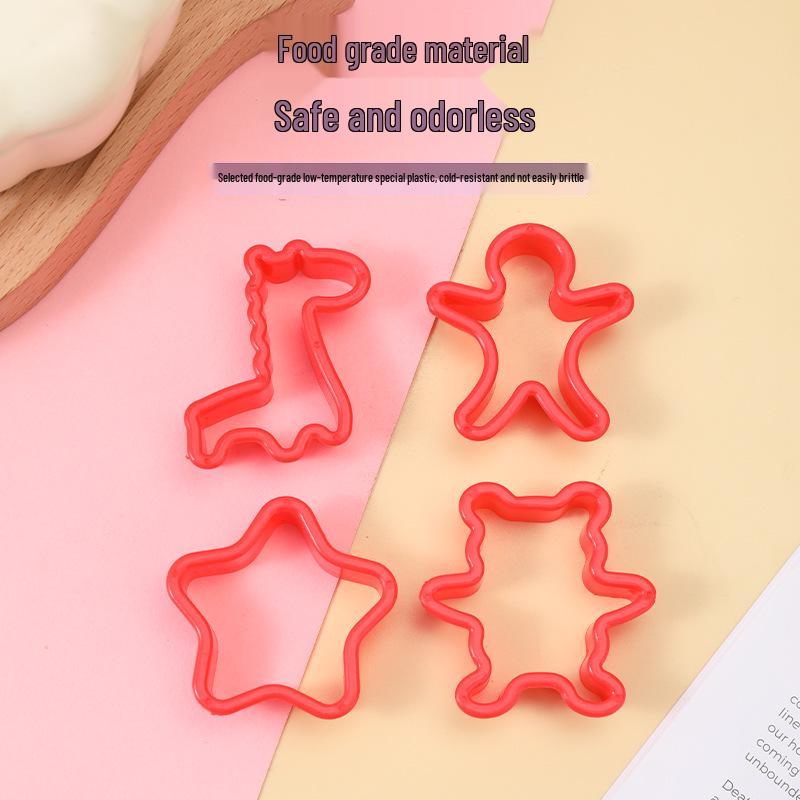 8-Piece Cartoon Christmas Cookie Cutter Set for Kids - Thickened Plastic Baking Molds
