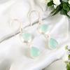 Aqua Chalcedony Gemstone 925 Sterling Silver Handmade Women Dangle Earring 1.8" EE-142-17