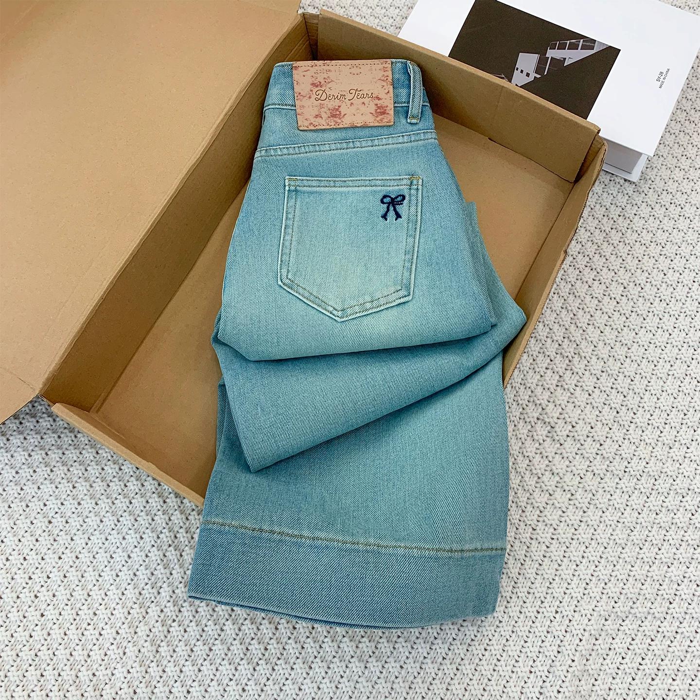 

Spring New Style Blue Straight-Leg Jeans for Women, Plus-Size, High-Waisted, Hip-Covering, Slimming, Stretchy Straight Pants XL синий