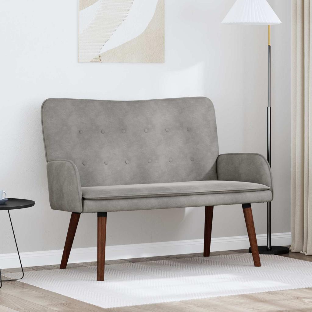 2 Seater Sofa Light Grey 115 x 61 x 87 cm Velvet (V)