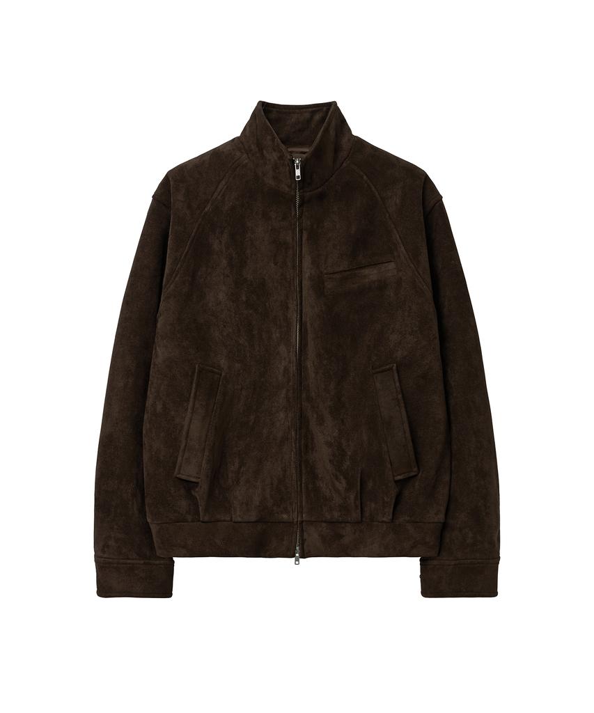 INTEMPOMOOD High-Neck Suede Jacket_Brown