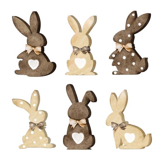 1 Set Easter Rabbit Table Sign Farmhouse Rustic Bunny Decoration Home Office Spring Easter Holiday Party Table Centerpiece Ornament