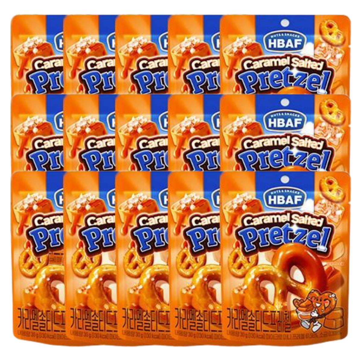 HBAF Bretzel Caramel Sel Sucré Salé Snack Croquant 30g x 5 Sachets (3 paquet)