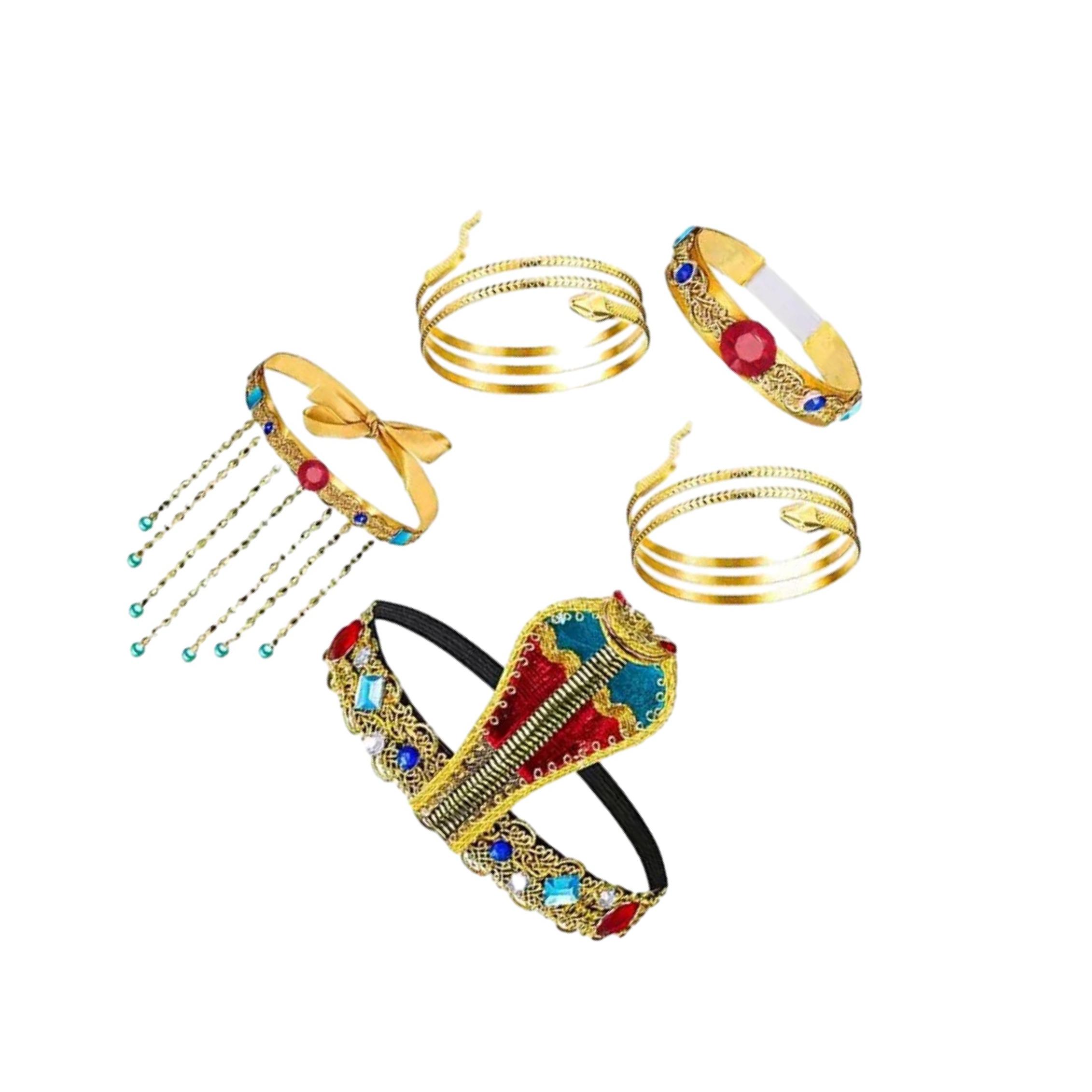 Delightful Egyptian Costume Accessories Egypt Queen Headdress Snake Beaded Headpiece Beaded Necklace Bracelet Snake