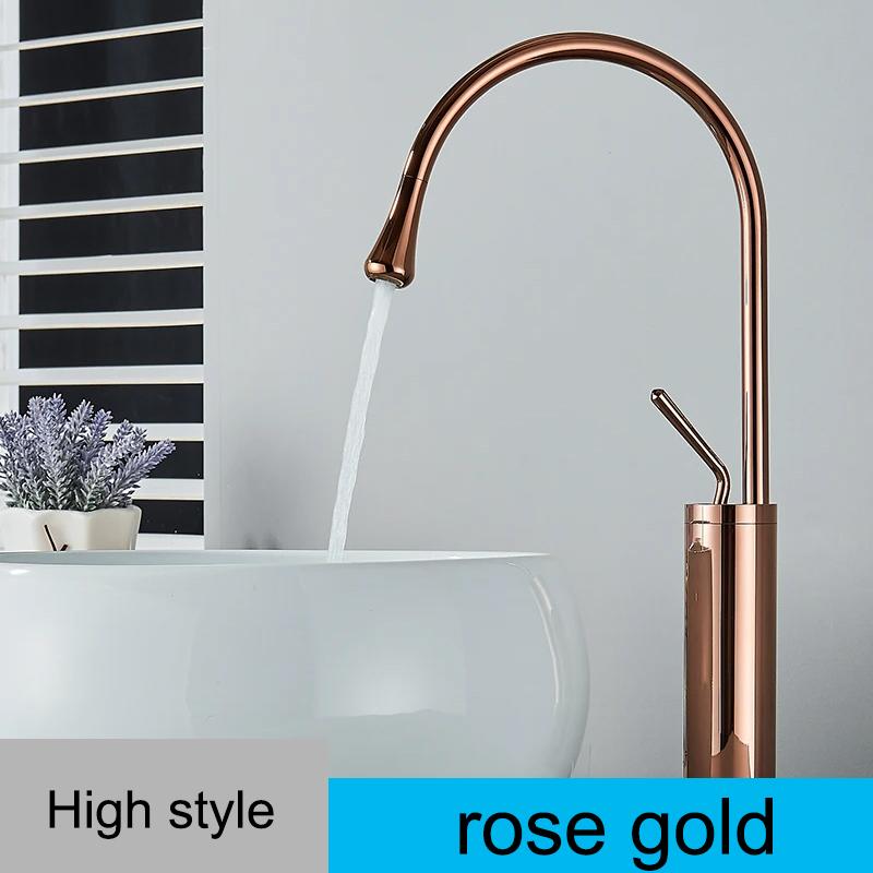 Modern Basin Faucet Brushed Gold Black Silver Faucet Deck Mounted 360 Rotation Basin Sink Tap Mixer Hot & Cold Brass Tap