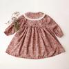 Spring Vintage Floral Kids Girl Dresses Toddler Girl Long Sleeve Dresses Children Baby Clothes
