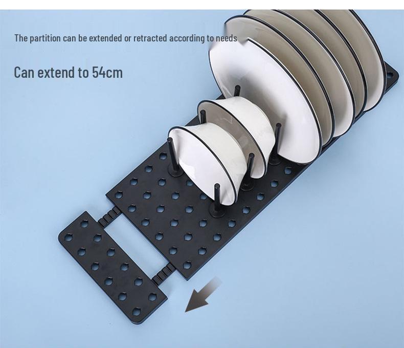 Drawer-Style Retractable Dish Rack with Non-Slip Bowl & Plate Storage, Adjustable Cutlery Organizer, & Cup Holder