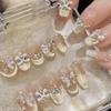Elegant Nude Gold Gradient Cat Eye Nails: Luxury Handmade Wearable, Exquisite Gentle Butterfly Style.
