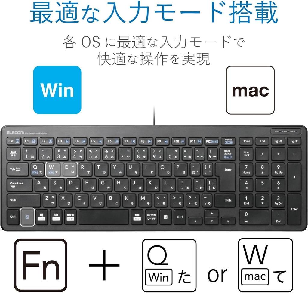 ELECOM Wired Pantograph Compact Keyboard, Black, TK-FCP097BK