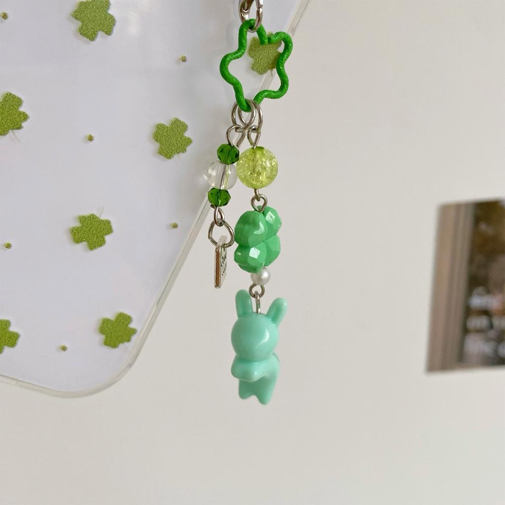 Lucky Clover Leaf Acrylic Phone Charm Pendant Cute Cartoon Design Cute Cartoon Phone Strap Accessory for Fashionistas
